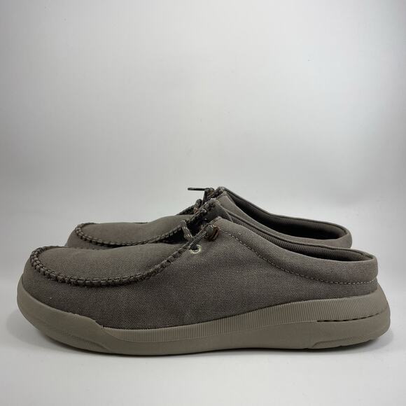 Clarks Driftlite Surf Shoes Slip On Gray Canvas Mule Mens Size 13 Step In - Picture 4 of 9